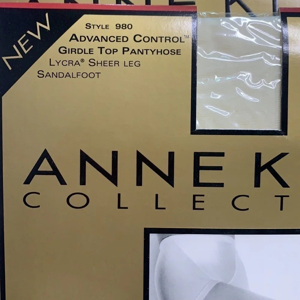 NWT Anne Klein Style 980 advance control girdle top pantyhose pearl Sheer leg